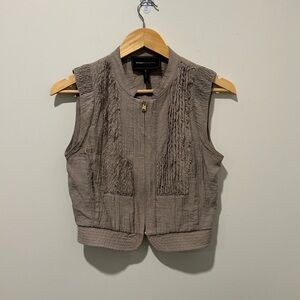 BCBG MaxAzria taupe cropped full-zip vest ~ size XS